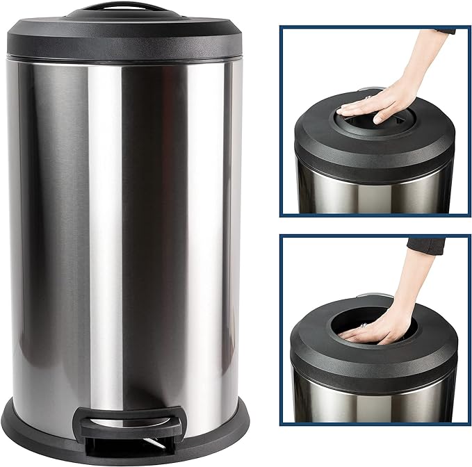 30L Pedal Bin-SS W/ Plastic Cover