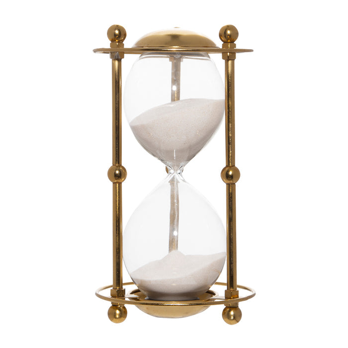 9.5"H Gold Sand-timer w/ white Sand