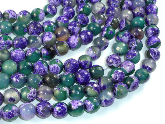 Agate Beads, Purple & Green, 8mm Faceted-BeadBasic