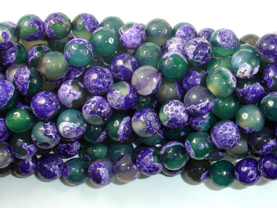 Agate Beads, Purple & Green, 8mm Faceted-BeadBasic
