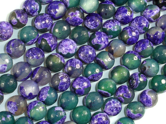 Agate Beads, Purple & Green, 8mm Faceted-BeadBasic