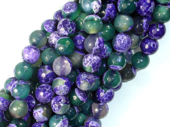 Agate Beads, Purple & Green, 8mm Faceted-BeadBasic