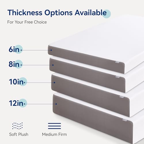Amazon Basics Memory Foam Mattress, Medium Firm, 8 Inch, Twin, White/Grey