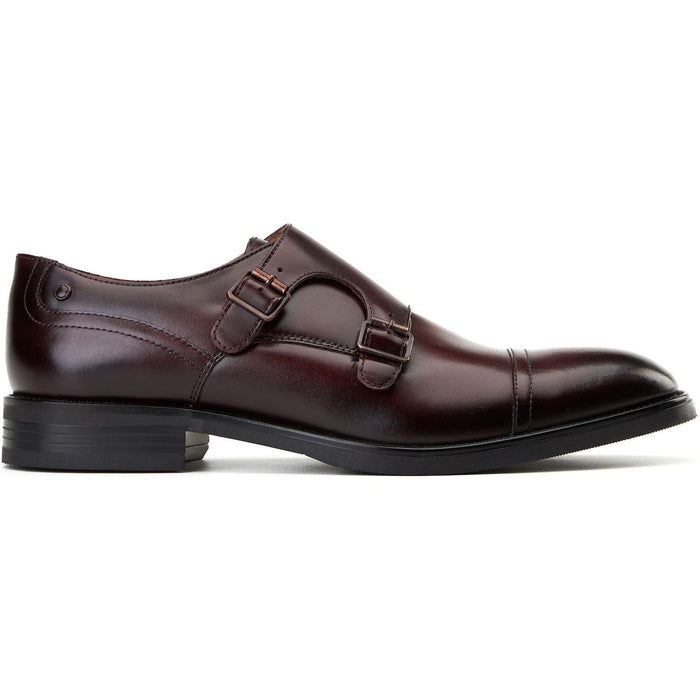 Base London Taper Leather Men's Bordo Double Monk Shoes