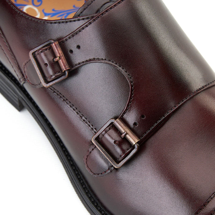 Base London Taper Leather Men's Bordo Double Monk Shoes