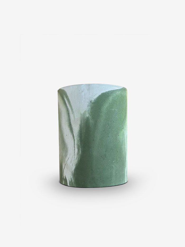 Beton Vase in Tie Dye Green Concrete by Michael Verheyden