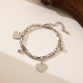 Brazalete Eslabones Cuadrados & Corazones Lisos