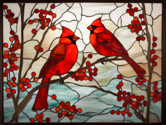 Bright Red Cardinals Perched on Branches