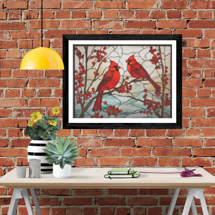 Bright Red Cardinals Perched on Branches