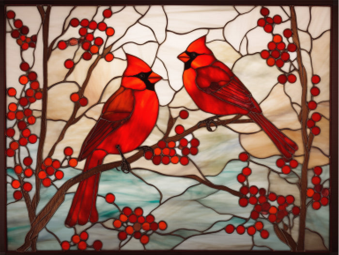 Bright Red Cardinals Perched on Branches