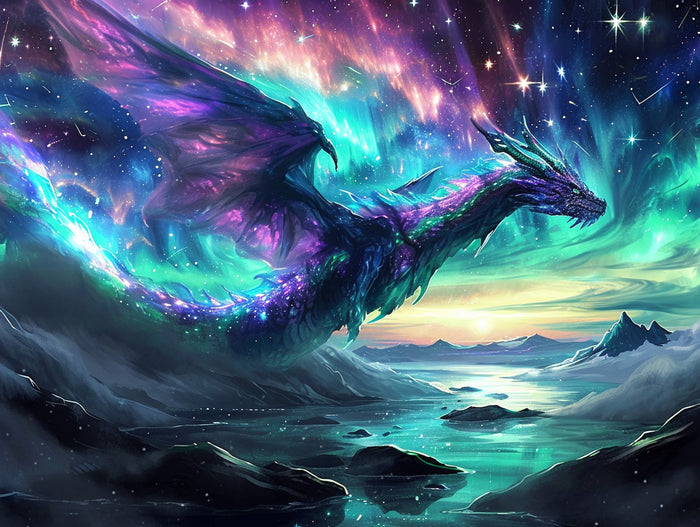 Celestial Dragon in the Aurora Sky