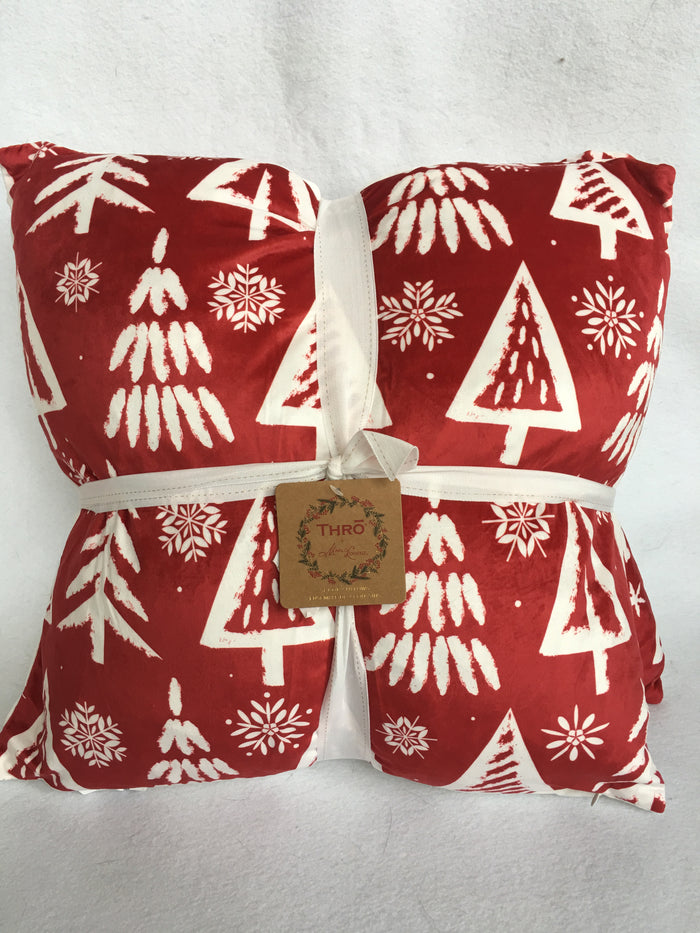 Christmas Trees and Snowflakes Super Comfortable Set of 2 Pillows