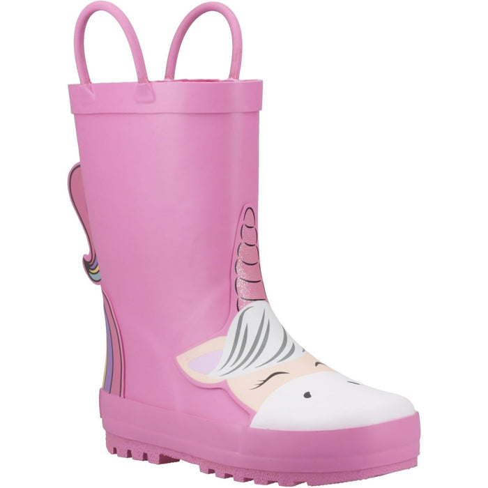 Cotswold Puddle 3D Rubber Girl's Pink Wellington Boots
