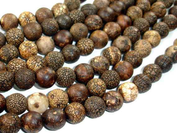Crackle Tibetan Agate, 10mm Round Beads-BeadBasic