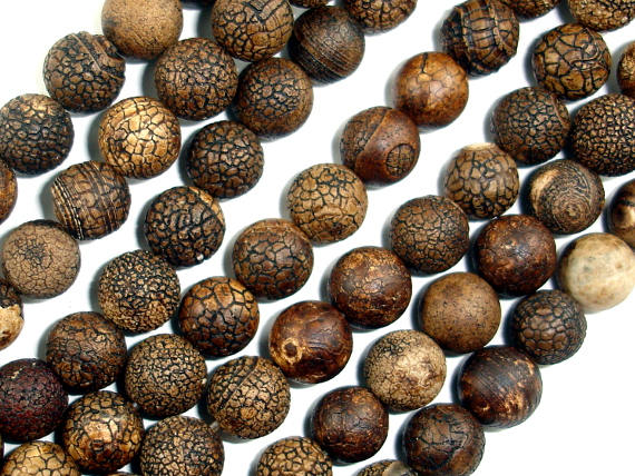 Crackle Tibetan Agate, 10mm Round Beads-BeadBasic