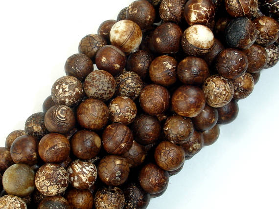 Crackle Tibetan Agate, 10mm Round Beads-BeadBasic