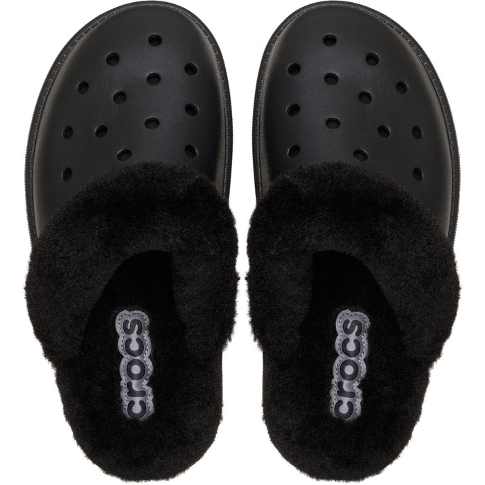 Crocs Classic Fuzz Scuff Thermoplastic Black Slippers
