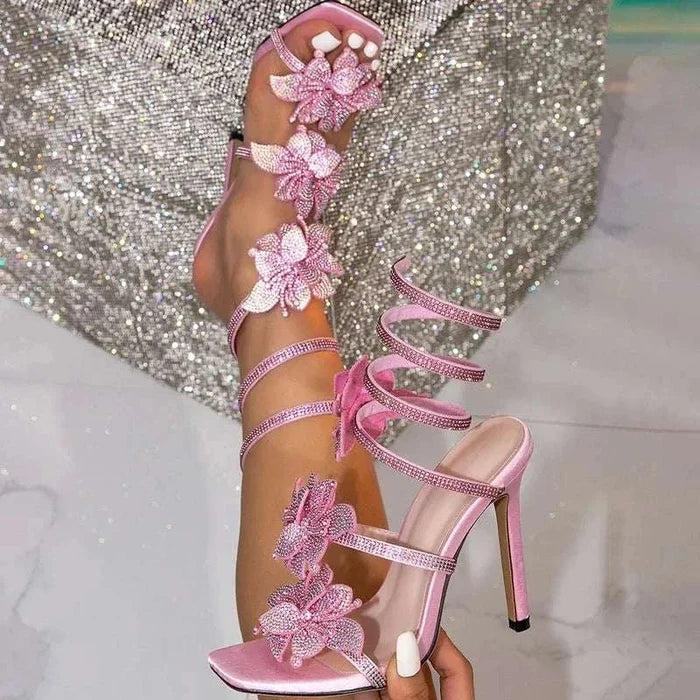 CrystalBloom™ Crystal Embellished Party Heels - front view in the featured colour