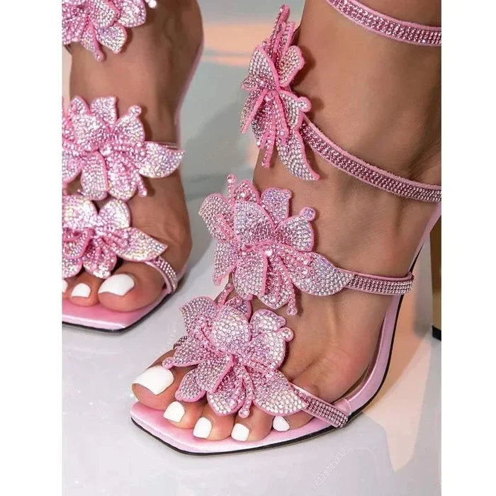 CrystalBloom™ Crystal Embellished Party Heels - back view in the featured colour