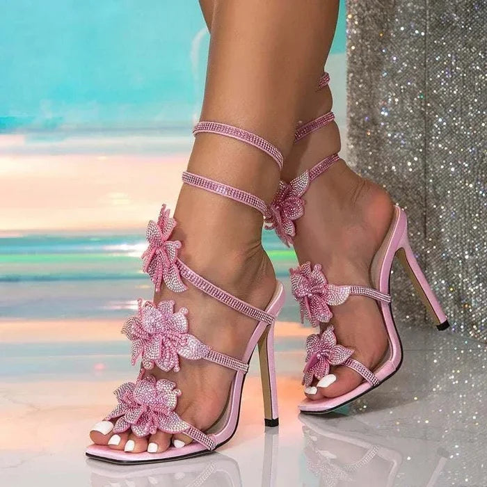 CrystalBloom™ Crystal Embellished Party Heels - lifestyle view showing the product in use