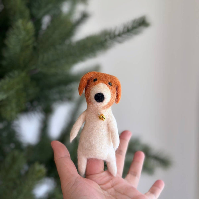 Dog with Bell Collar Finger Puppet - bubblegum market
