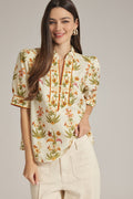 E Cream Tropical Floral Print Top
