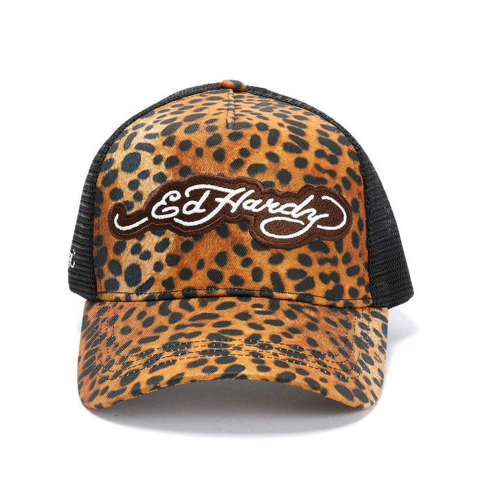 Ed Hardy 5 Panel Trucker Leopard Print Caps
