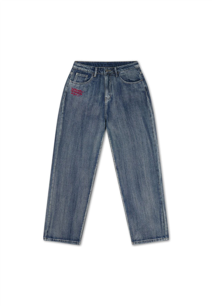 Ed Hardy Crawling Dragon Washed Women's Mid Blue Jeans