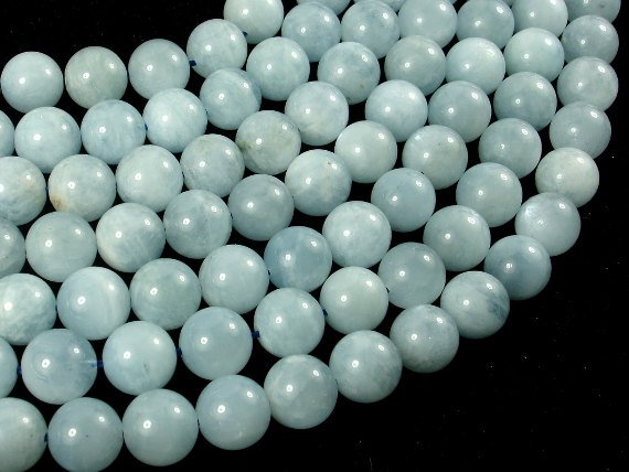 Genuine Aquamarine Beads, 10mm Round Beads-BeadBasic