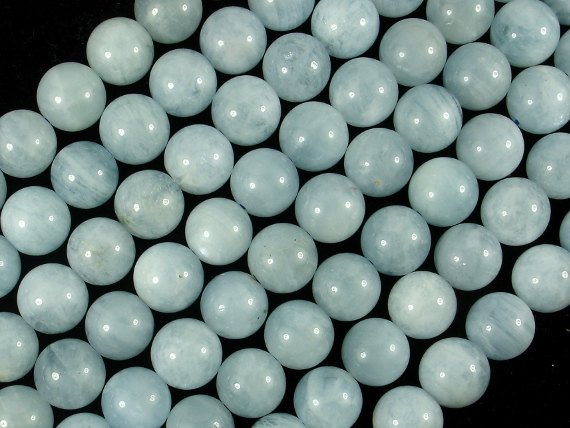 Genuine Aquamarine Beads, 10mm Round Beads-BeadBasic