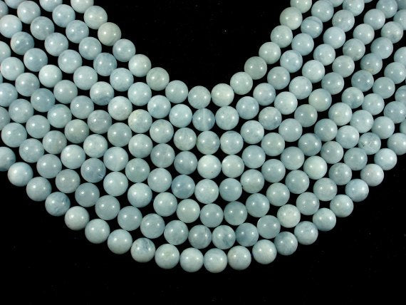 Genuine Aquamarine Beads, 10mm Round Beads-BeadBasic