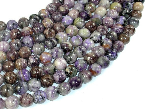 Genuine Charoite, 8mm Round Beads-BeadBasic