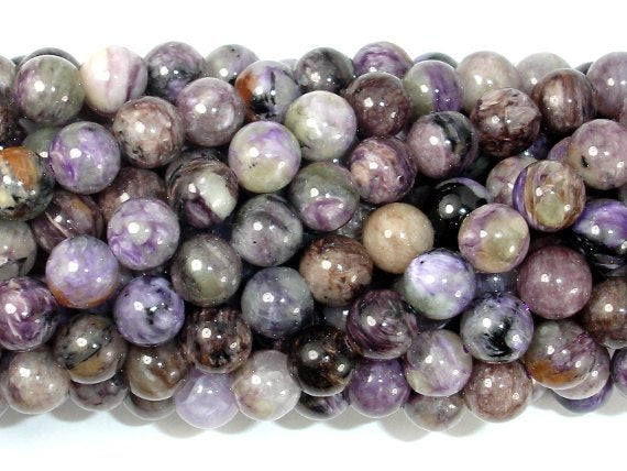 Genuine Charoite, 8mm Round Beads-BeadBasic