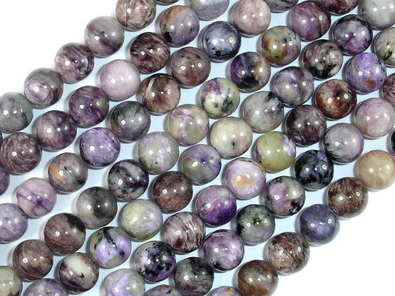 Genuine Charoite, 8mm Round Beads-BeadBasic