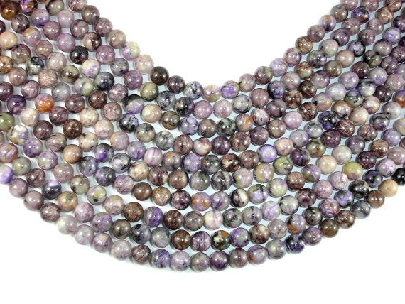 Genuine Charoite, 8mm Round Beads-BeadBasic