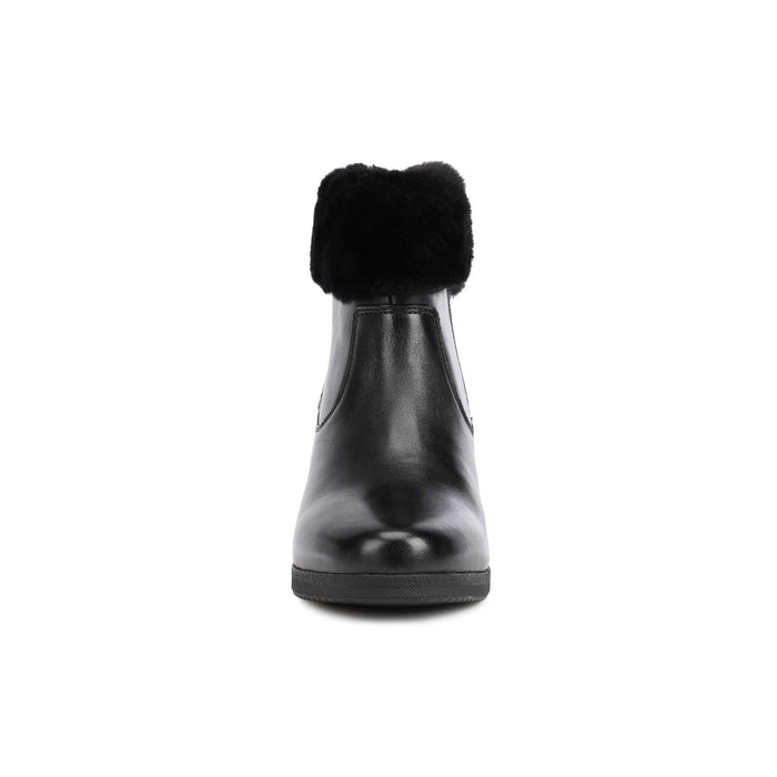 Geox Anylla 80% Leather Bovine Nappa-20% Leather Real Fur Women's Black Boots
