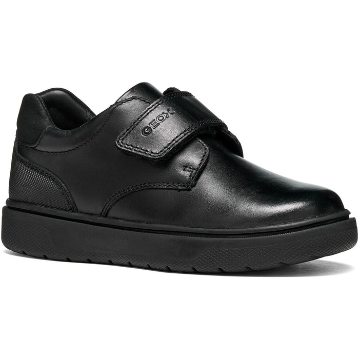 Geox J Riddock Leather Youth Black Shoes