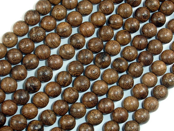 Gold Phoebe Ebony Beads, Gold Wire Sandalwood, 6mm Round Beads-BeadBasic