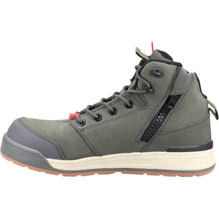 Hard Yakka 3056 Lace Zip Leather Olive Safety Boots