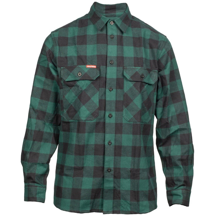 Hard Yakka Long Sleeve Check Flannel Cotton Men's Green Casual Shirt
