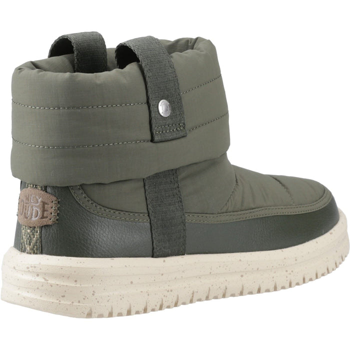 HEYDUDE Camden Cuff Nylon Quilt Nylon Women's Dark Olive Winter Ankle Boots