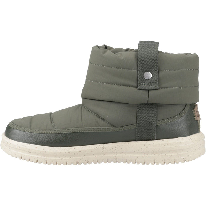 HEYDUDE Camden Cuff Nylon Quilt Nylon Women's Dark Olive Winter Ankle Boots