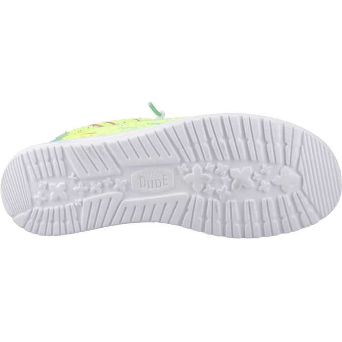HEYDUDE Wally Party Mesh Synthetic Men's Lime Punch/White Moccasins Shoes