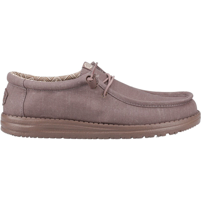 HEYDUDE Wally Stretch Canvas Cotton Men's Deep Taupe Moccasins Shoes