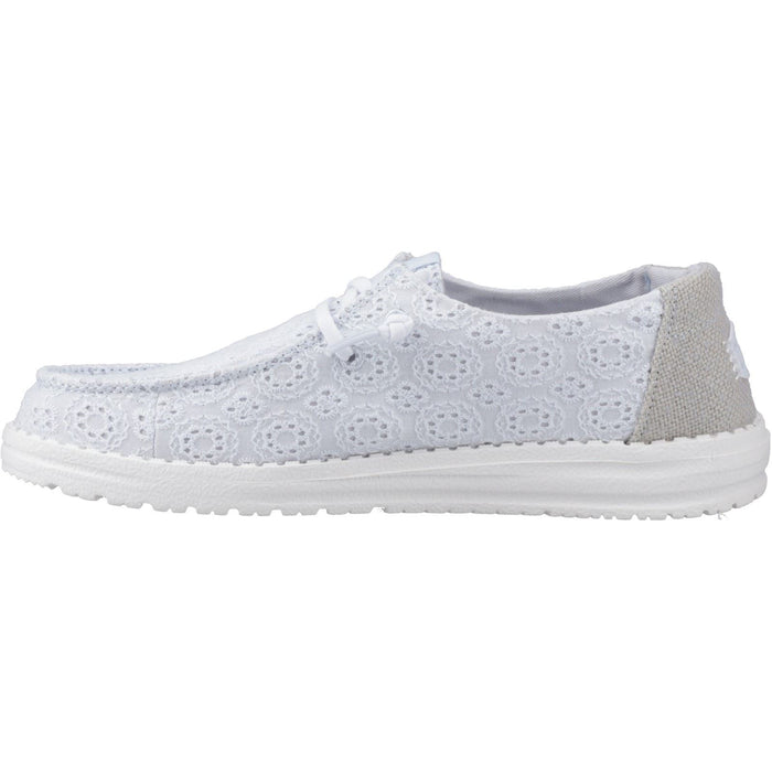HEYDUDE Wendy Eyelet Lace Cotton Blend Women's Ancient Blue Moccasins Shoes