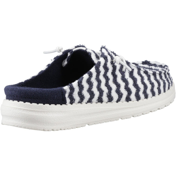 HEYDUDE Wendy Slip Terry Stripe Synthetic Women's Navy Blazer/Egret Mules