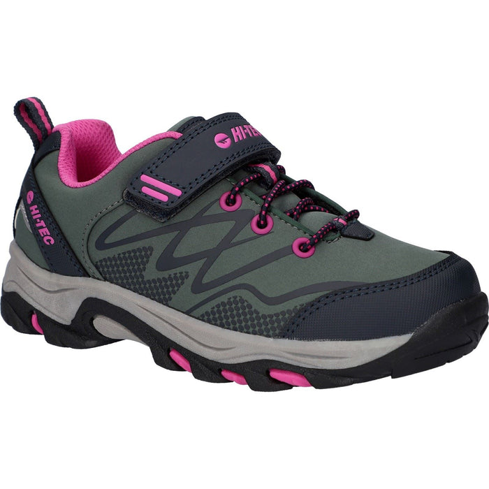 Hi-Tec Blackout Low Synthetic Soft Shell Junior Dark Forest/India Ink/Pink Hiking Boots