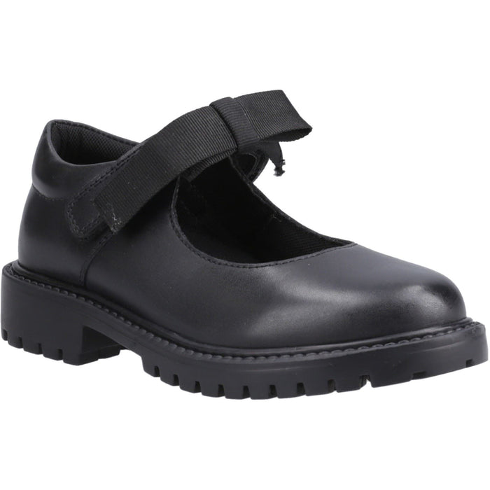 Hush Puppies Astrid Bow Leather Youth Girl's Black Shoes