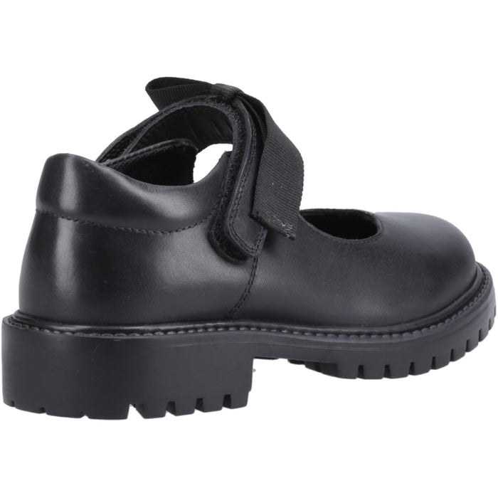 Hush Puppies Astrid Bow Leather Youth Girl's Black Shoes