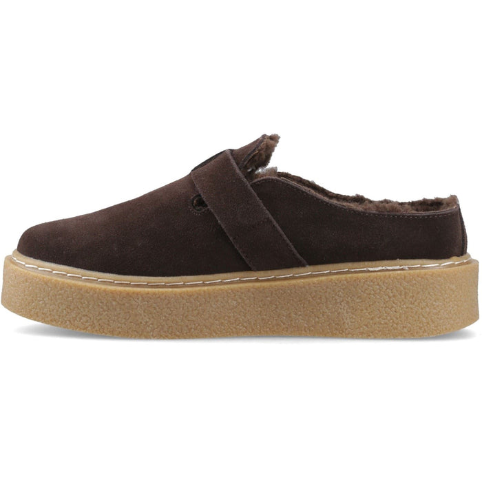 Hush Puppies Blanche Fur Leather Women's Chocolate Mules